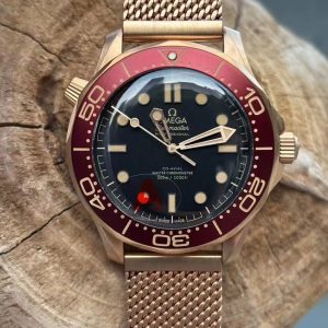 Premium Omega Burgundy Bronze Gold Super Clone Watch with COD 1131677460 - side view | Omega