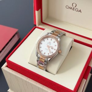 Ladies' Omega Seamaster Aqua Terra Diamond Bezel Super Clone Watch 1123369085 - side view | Omega